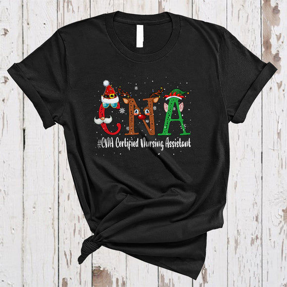 MacnyStore - CNA Certified Nursing Assistant, Cute Merry Christmas CNA Nurse, Santa Reindeer ELF X-mas T-Shirt