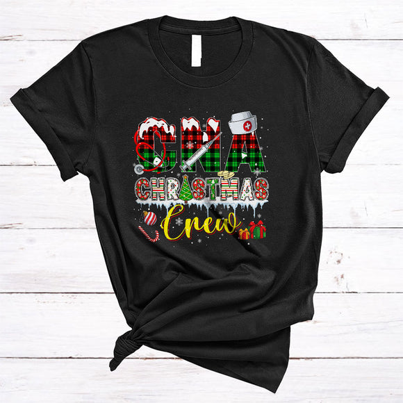 MacnyStore - CNA Christmas Crew, Cool Plaid Channel NewsAsia Nurse CNA Techs, Nurse Christmas Group T-Shirt