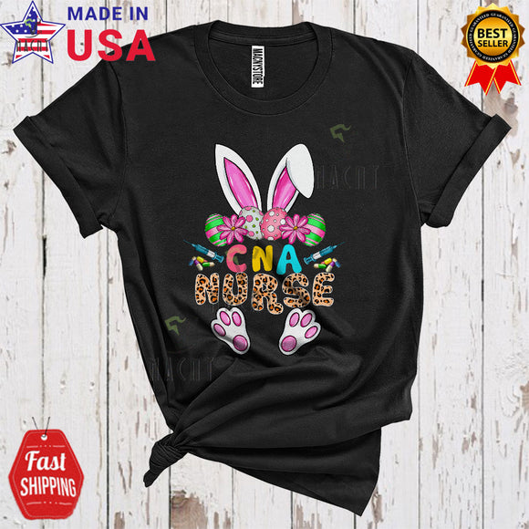 MacnyStore - CNA Nurse Cute Funny Easter Day Flowers Leopard Egg Hunt Lover Matching Bunny Family Group T-Shirt