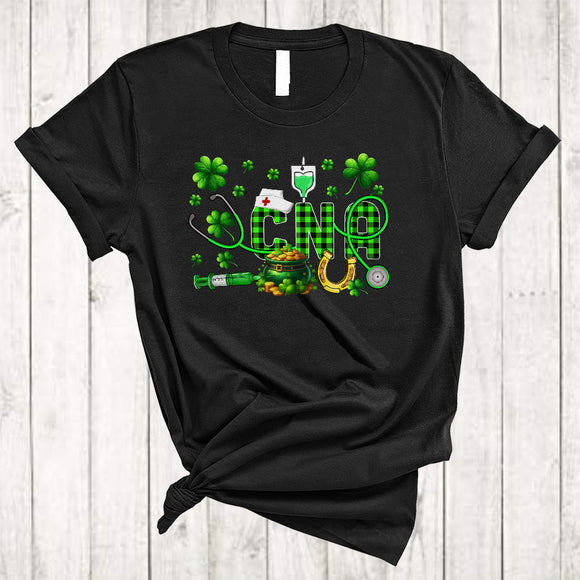 MacnyStore - CNA, Awesome St. Patrick's Day Stethoscope Shamrocks, Nursing Matching Nurse Group T-Shirt