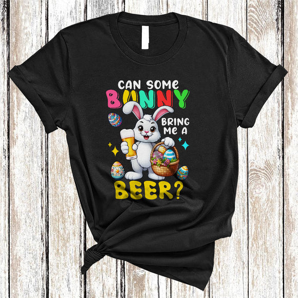 MacnyStore - Can Some Bunny Bring Me A Beer, Humorous Easter Three Bunnies Drinking Beer Drunk, Egg Hunting T-Shirt