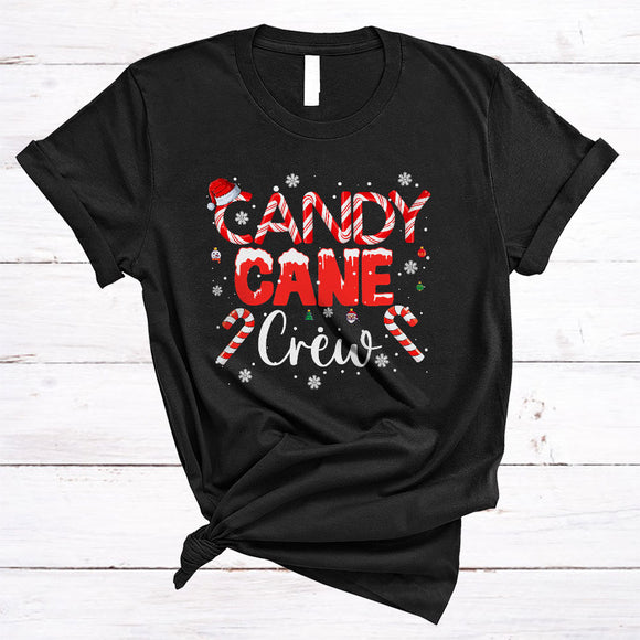 MacnyStore - Candy Cane Crew, Joyful Cute Christmas Santa Candy Canes, X-mas Snow Family Group T-Shirt