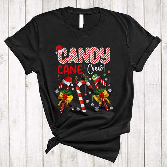 MacnyStore - Candy Cane Crew, Lovely Christmas Three Santa Reindeer ELF Candy Canes, X-mas Group T-Shirt