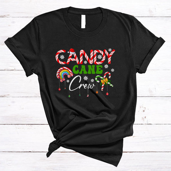 MacnyStore - Candy Cane Crew, Wonderful Christmas Candy Snow Around, X-mas Santa Pajamas Family T-Shirt
