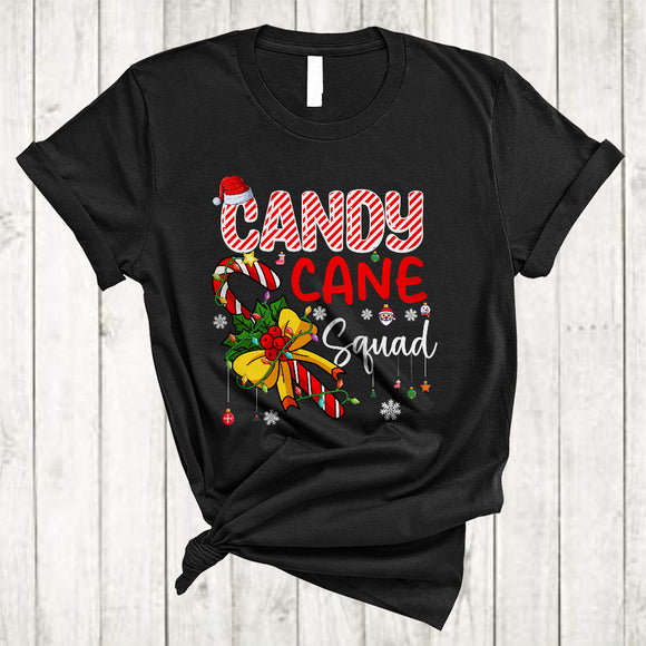 MacnyStore - Candy Cane Squad, Colorful Merry Christmas Lights Santa Candy Canes, Matching X-mas Group T-Shirt