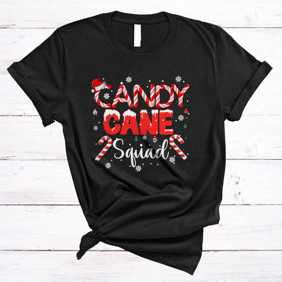 MacnyStore - Candy Cane Squad, Joyful Cute Christmas Santa Candy Canes, X-mas Snow Family Group T-Shirt