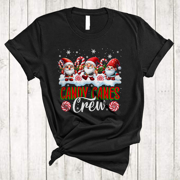MacnyStore - Candy Canes Crew, Lovely Cute Christmas Three Gnomies With Candy Canes, X-mas Family Group T-Shirt
