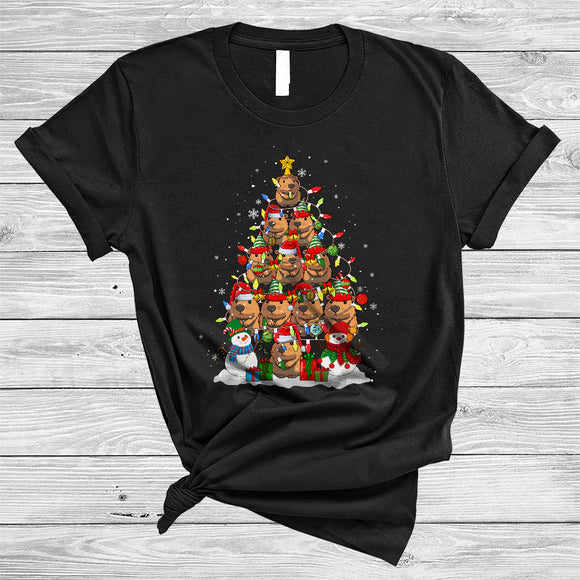 MacnyStore - Capybara Christmas Tree, Amazing Santa ELF Reindeer Capybara Animal Lover, Matching X-mas Group T-Shirt