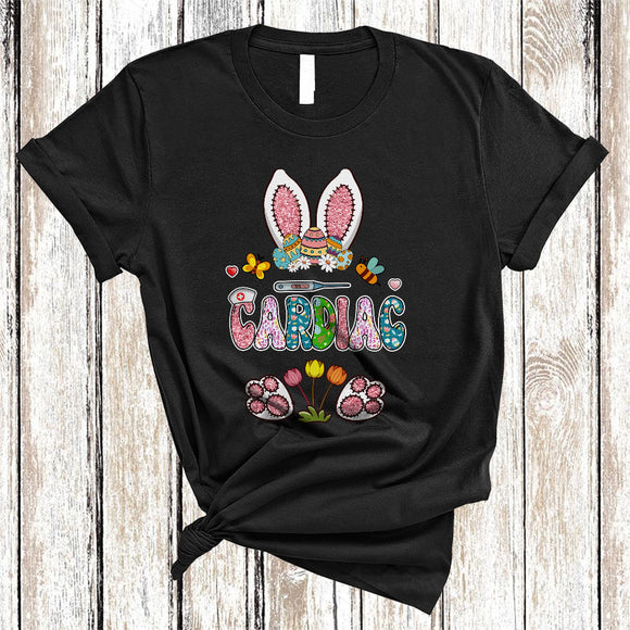 MacnyStore - Cardiac, Adorable Easter Day Leopard Flowers Bunny Lover, Matching Nurse Nursing Group T-Shirt