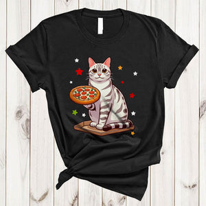 MacnyStore - Cat Holding Pizza, Adorable Cat Owner, Chef Matching Pizza Food Animal Lover T-Shirt