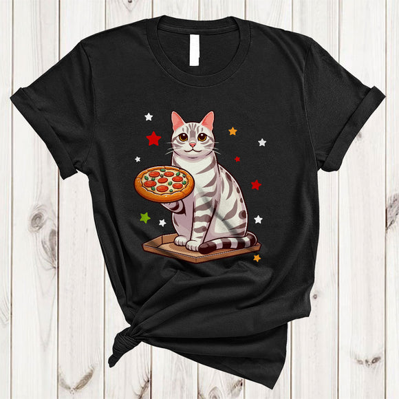 MacnyStore - Cat Holding Pizza, Adorable Cat Owner, Chef Matching Pizza Food Animal Lover T-Shirt