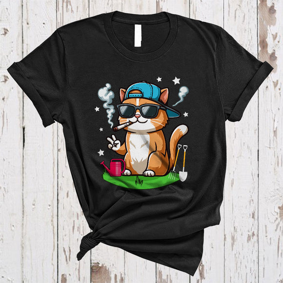 MacnyStore - Cat Smoking, Adorable Cat Wearing Sunglasses, Animal Farmer Lover Smoking Smoker T-Shirt