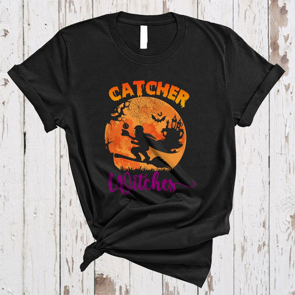 MacnyStore - Catcher Witches, Joyful Scary Halloween Costume Witch Sport Player, Softball Catcher Lover T-Shirt