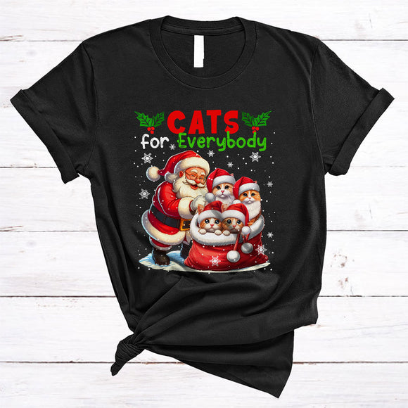 MacnyStore - Cats For Everybody, Joyful Christmas Kitten In Santa Bag, Matching X-mas Family Group T-Shirt