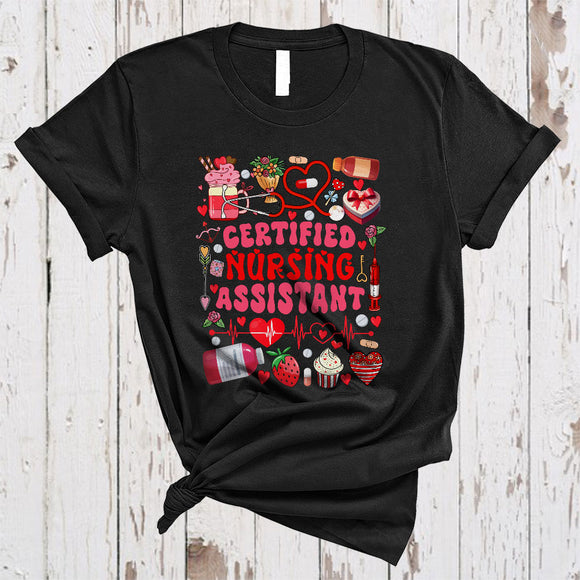 MacnyStore - Certified Nursing Assistant, Happy Valentine's Day Hearts Nurse Tools, CNA Nurse Group T-Shirt