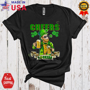 MacnyStore - Cheers F*ckers Funny Happy St. Patrick's Day Irish Shamrocks Drunk Leprechaun Drinking Beer T-Shirt