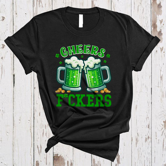 MacnyStore - Cheers F*ckers, Joyful St. Patrick's Day Green Beer Glasses, Matching Drinking Drunk Team T-Shirt