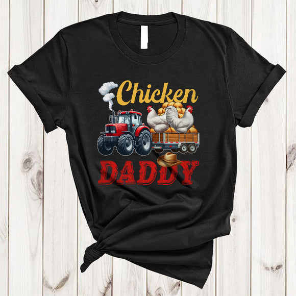 MacnyStore - Chicken Daddy, Amazing Father's Day Chicken On Trailer Tractor, Farm Animal Farmer Group T-Shirt