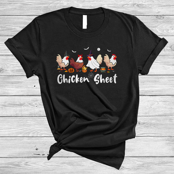 MacnyStore - Chicken Sheet Cool Creepy Halloween Boo Ghost Matching Chickens Farm Animal Farmer T-Shirt