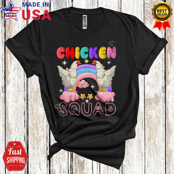 MacnyStore - Chicken Squad Cool Cute Rainbow Chicken Farmer Farm Animal Lover Matching Group T-Shirt