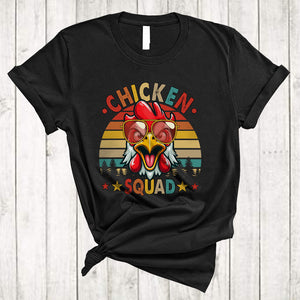 MacnyStore - Chicken Squad, Vintage Retro Humorous Chicken Wearing Sunglasses, Farmer Farm Animal Lover T-Shirt