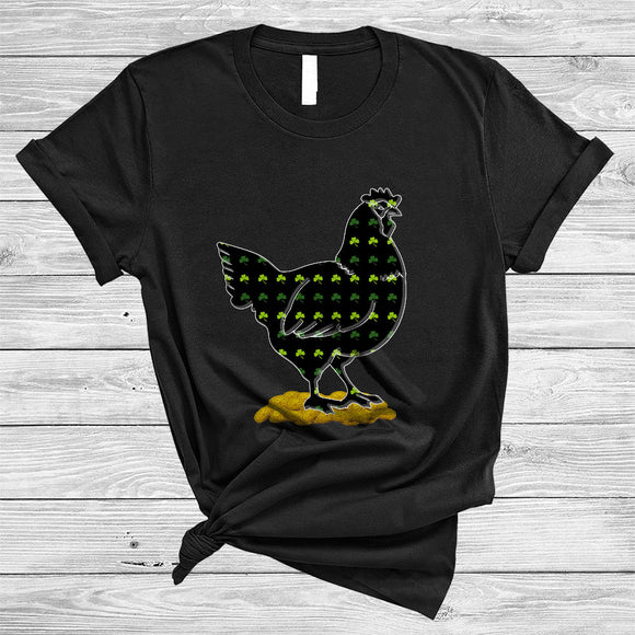 MacnyStore - Chicken St. Patrick's Day Symbol Shape, Joyful St. Patrick's Day Shamrock, Matching Chicken Farmer Lover T-Shirt