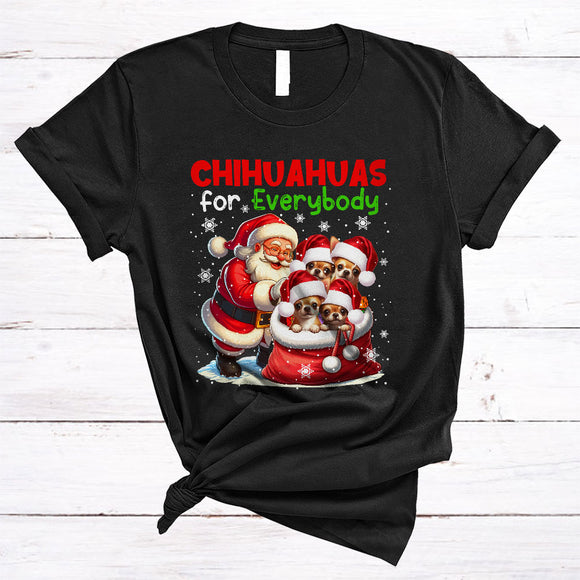 MacnyStore - Chihuahuas For Everybody, Joyful Christmas Chihuahua In Santa Bag, X-mas Family Group T-Shirt