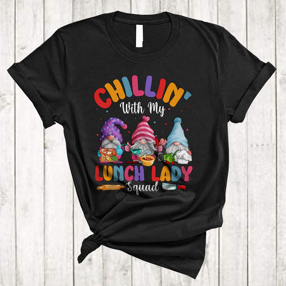 MacnyStore - Chillin' With My Lunch Lady Squad, Lovely Christmas Three Gnomes Lover, X-mas Group T-Shirt