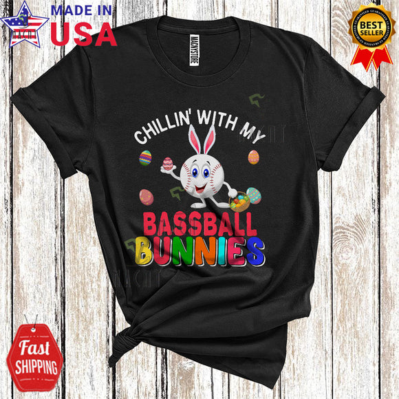 MacnyStore - Chillin' With My Baseball Bunnies Cute Funny Easter Day Bunny Sport Players Eggs Hunt T-Shirt