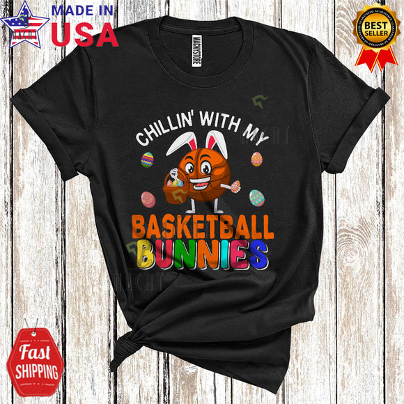 MacnyStore - Chillin' With My Basketball Bunnies Cute Funny Easter Day Bunny Sport Players Eggs Hunt T-Shirt