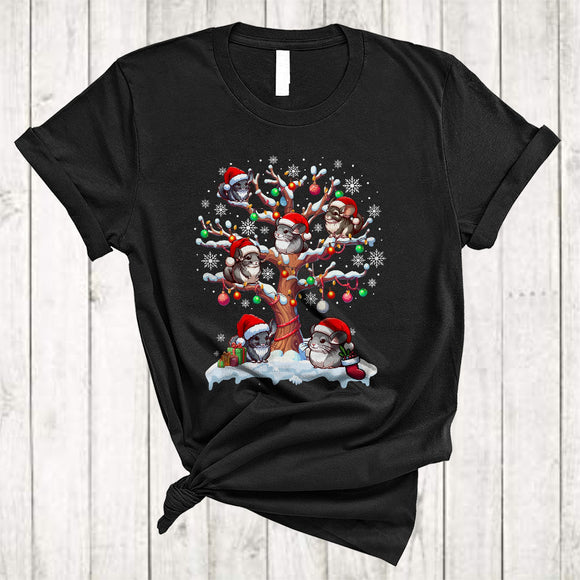 MacnyStore - Chinchilla On Christmas Tree, Lovely Funny X-mas Santa Chinchilla, Trash Animal Lover Group T-Shirt