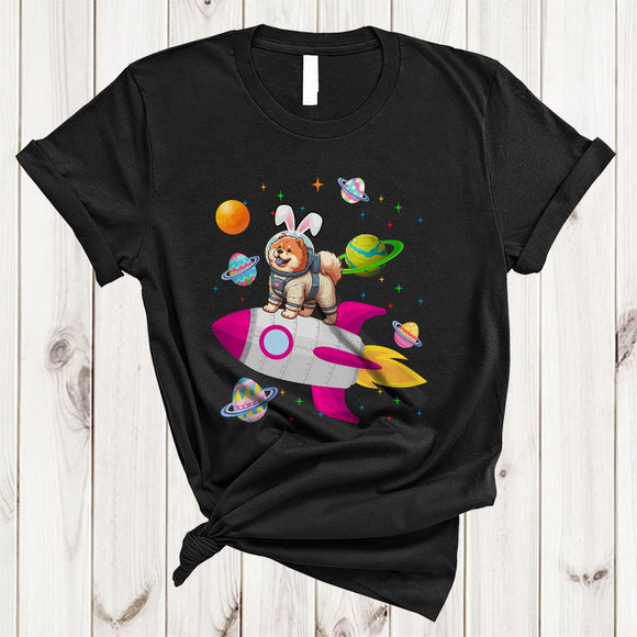 MacnyStore - Chow Chow Bunny Astronaut With Easter Egg Basket, Lovely Easter Space, Egg Hunt Group T-Shirt
