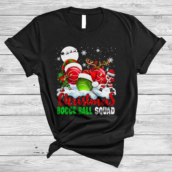 MacnyStore - Christmas Bocce Ball Squad, Lovely Cool X-mas Santa ELF Dabbing Bocce Ball Player, Sport Team X-mas T-Shirt