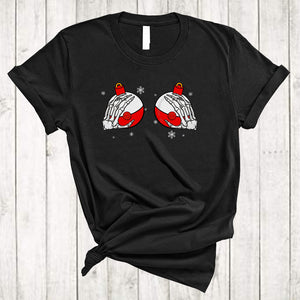MacnyStore - Christmas Bubble Boobs Skeleton Hands, Awesome X-mas Ornaments Women, Family Group T-Shirt
