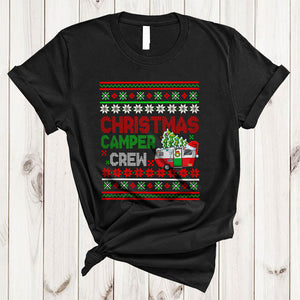 MacnyStore - Christmas Camper Crew, Cheerful Santa Camper Camping Lover, X-mas Sweater Family Group T-Shirt