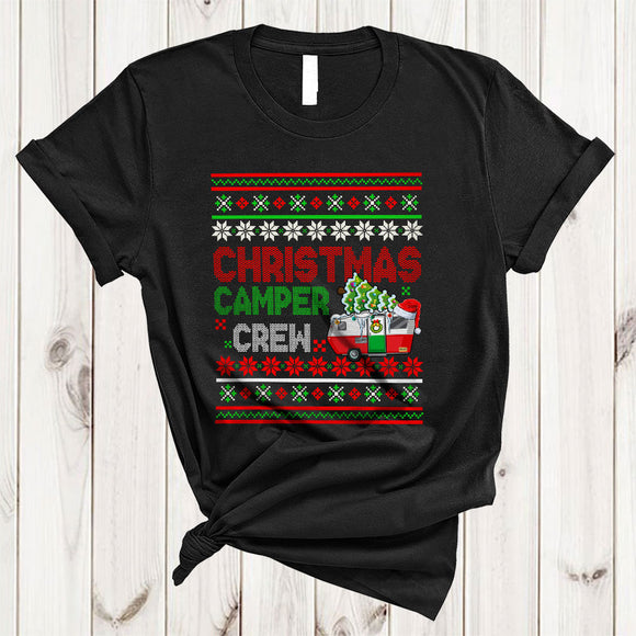MacnyStore - Christmas Camper Crew, Cheerful Santa Camper Camping Lover, X-mas Sweater Family Group T-Shirt