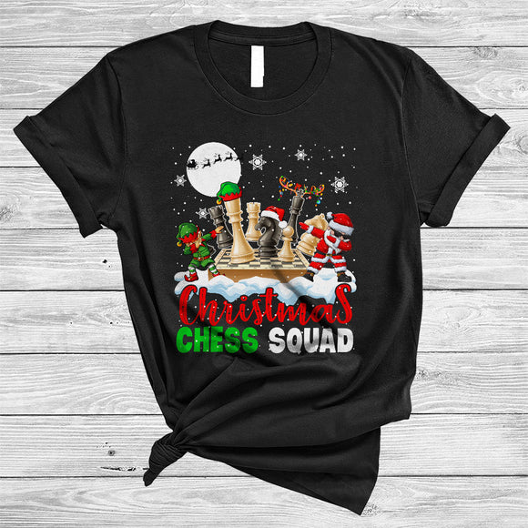 MacnyStore - Christmas Chess Squad, Lovely Cool X-mas Santa ELF Dabbing Chess Player, Sport Team X-mas T-Shirt