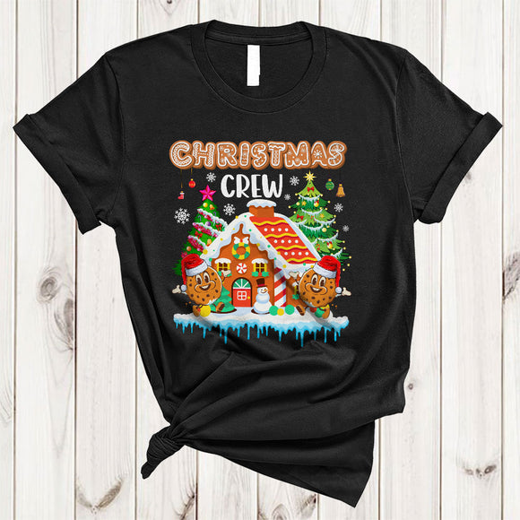 MacnyStore - Christmas Crew, Joyful Awesome Santa Cookies With X-mas House, Matching Family Group T-Shirt