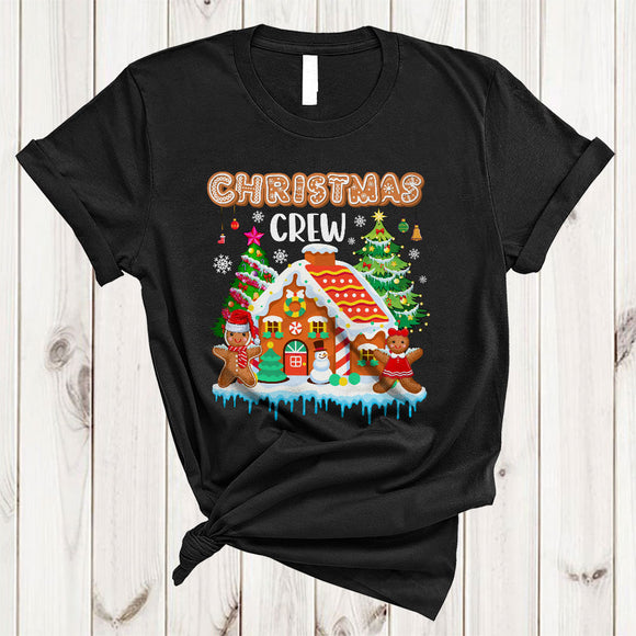 MacnyStore - Christmas Crew, Joyful Awesome Santa Gingerbread With X-mas House, Matching Family Group T-Shirt