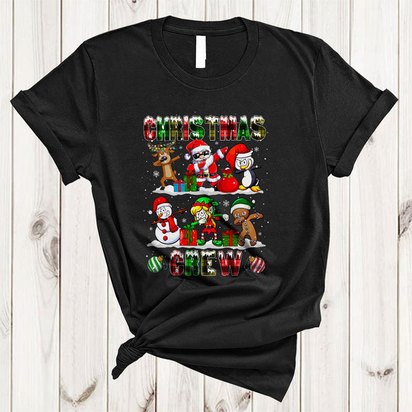MacnyStore - Christmas Crew, Wonderful Plaid Reindeer Santa ELF Gingerbread Dabbing, X-mas Family Group T-Shirt