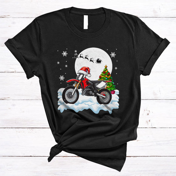 MacnyStore - Christmas Dirt Bike Santa, Wonderful X-mas Dirt Bike Lover, Snow Around Family Group T-Shirt