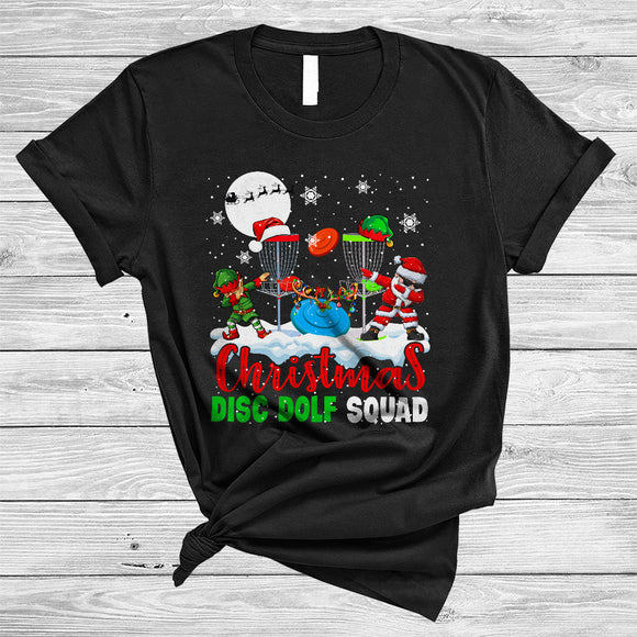 MacnyStore - Christmas Disc Dolf Squad, Lovely Cool X-mas Santa ELF Dabbing Disc Dolf Player, Sport Team X-mas T-Shirt