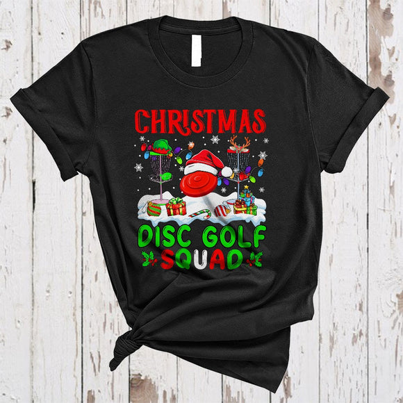 MacnyStore - Christmas Disc Golf Squad, Joyful Cool X-mas Lights Sport Player Team, Snow Around T-Shirt