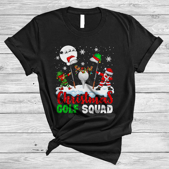 MacnyStore - Christmas Golf Squad, Lovely Cool X-mas Santa ELF Dabbing Golf Player, Sport Team X-mas T-Shirt