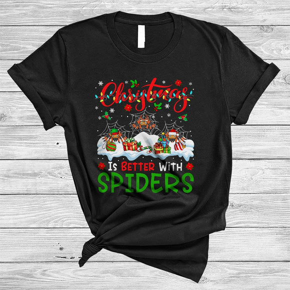 MacnyStore - Christmas Is Better With Spiders, Colorful X-mas Lights Animal Spider, Snow Family Group T-Shirt