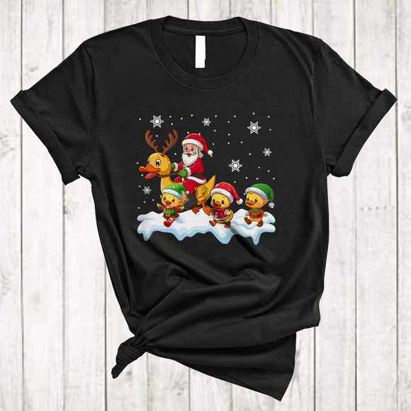 MacnyStore - Christmas Santa Riding Duck With Baby Ducks, Adorable X-mas Santa Animal, Farm Farmer T-Shirt