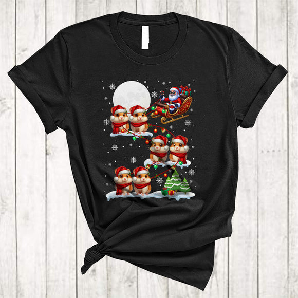 MacnyStore - Christmas Santa Sleigh Hamster, Humorous Merry X-mas Santa, Animal Lover Group T-Shirt