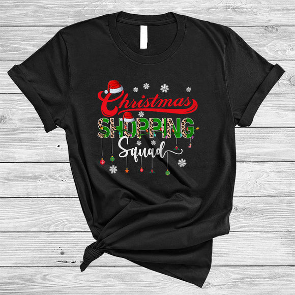 MacnyStore - Christmas Shopping Squad, Cool Leopard X-mas Santa Shopping Lover, Family Pajamas Group T-Shirt