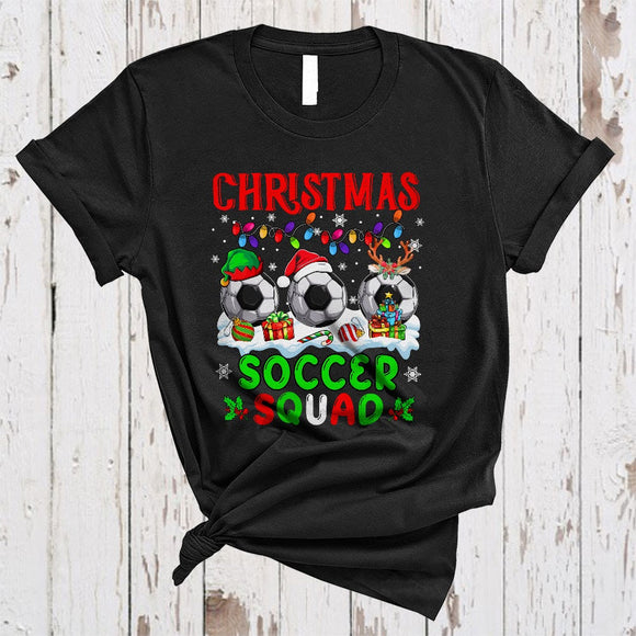 MacnyStore - Christmas Soccer Squad, Joyful Cool X-mas Lights Sport Player Team, Snow Around T-Shirt