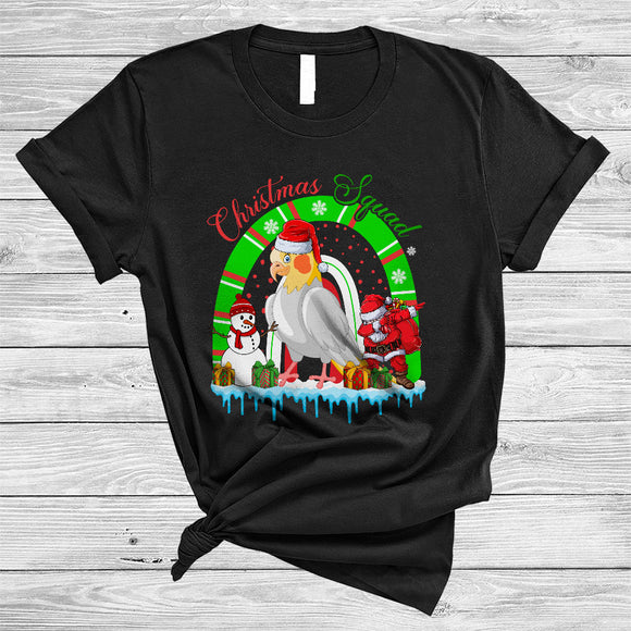 MacnyStore - Christmas Squad, Cute Santa Cockatiel Lover, X-mas Rainbow Matching Animal Lover Group T-Shirt